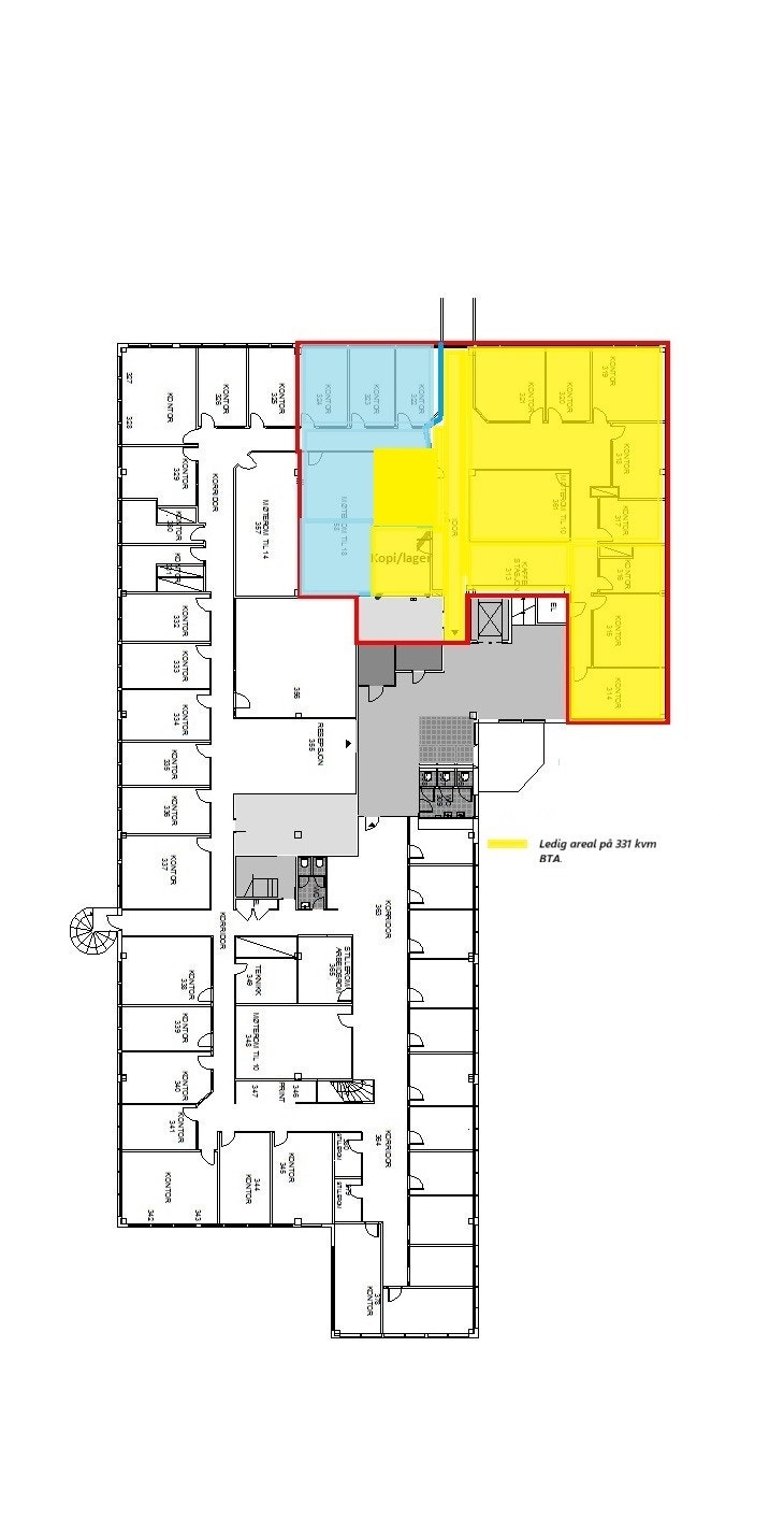 Tegning 3. etg. 331 kvm BTA Galleribilde