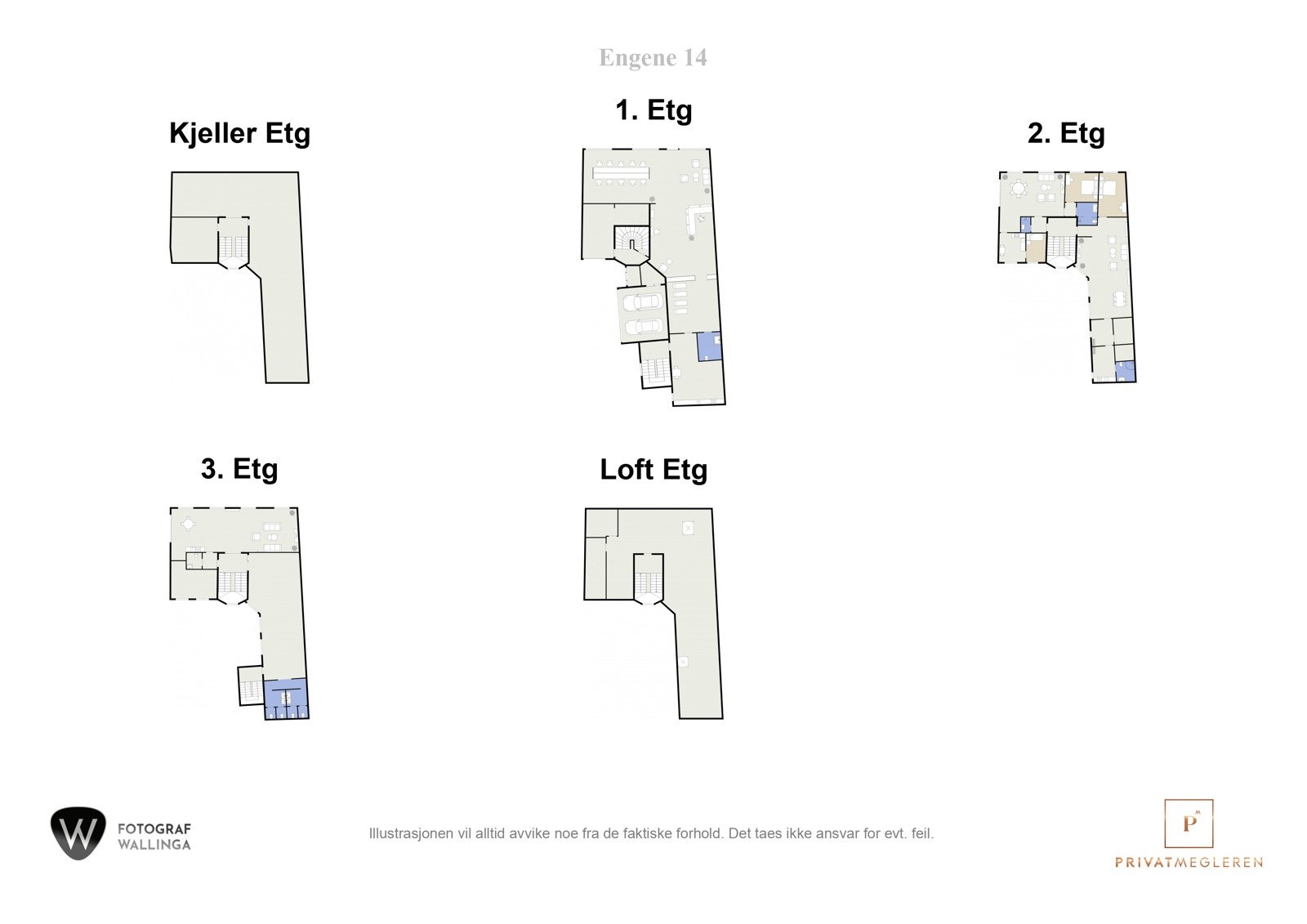 Planskisser ilustrasjon - Engene 14 - alle etasjer Galleribilde