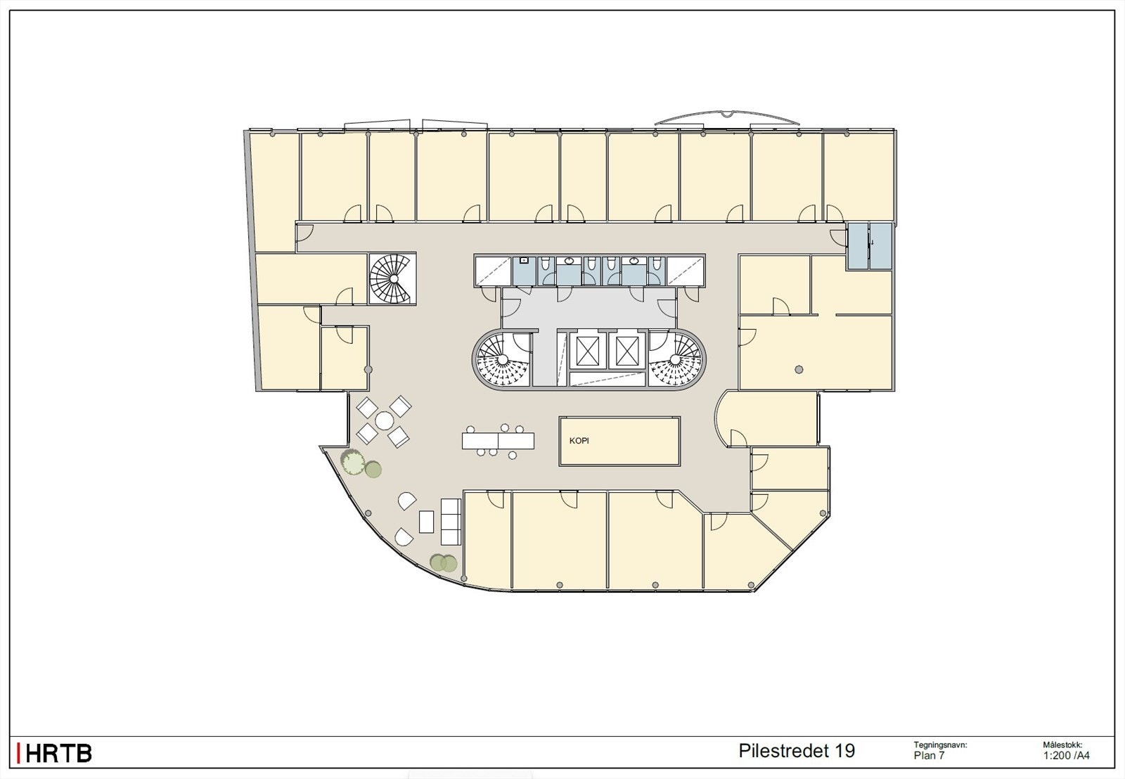 Planskisse 7. etg. Kan enkelt endres til åpent landskap der det er ønskelig. Galleribilde