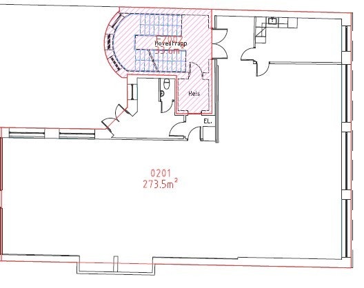 Nåværende planløsning areal 201. Galleribilde