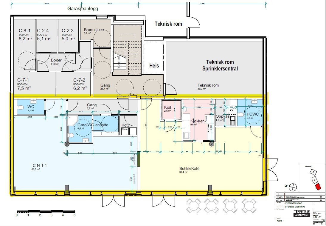 Det er to seksjoner som selges samlet. Lokalet er slått sammen til ett.