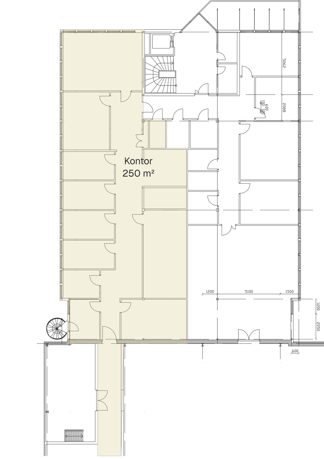Plantegning kontor 250 kvm Galleribilde