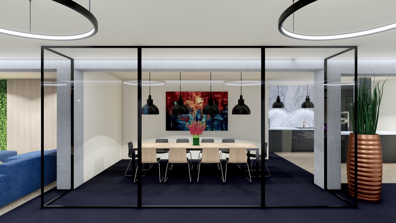 Illustrasjon på mulig innredning i 1. etg.