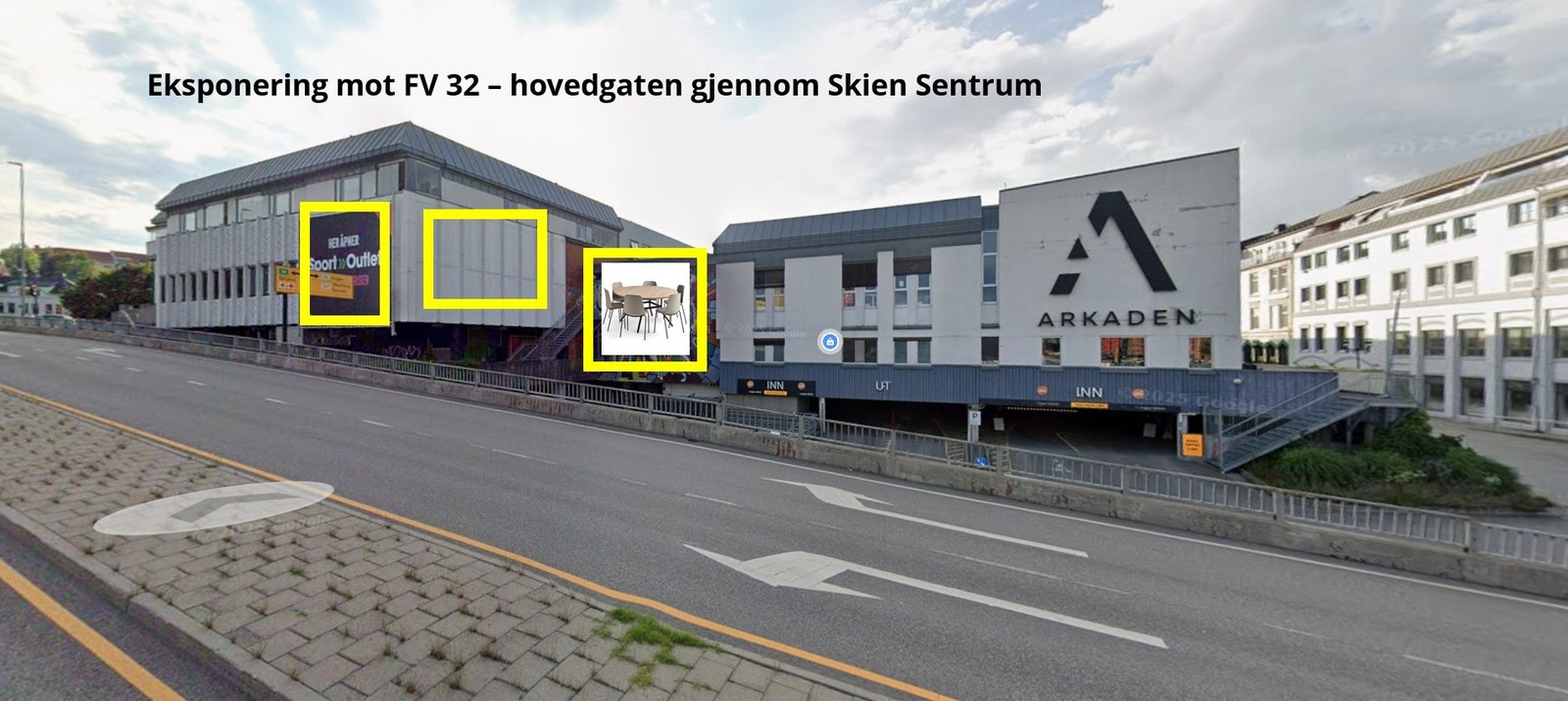 Eksponering mot FV 32 - hovedgaten gjennom Skien sentrum Galleribilde