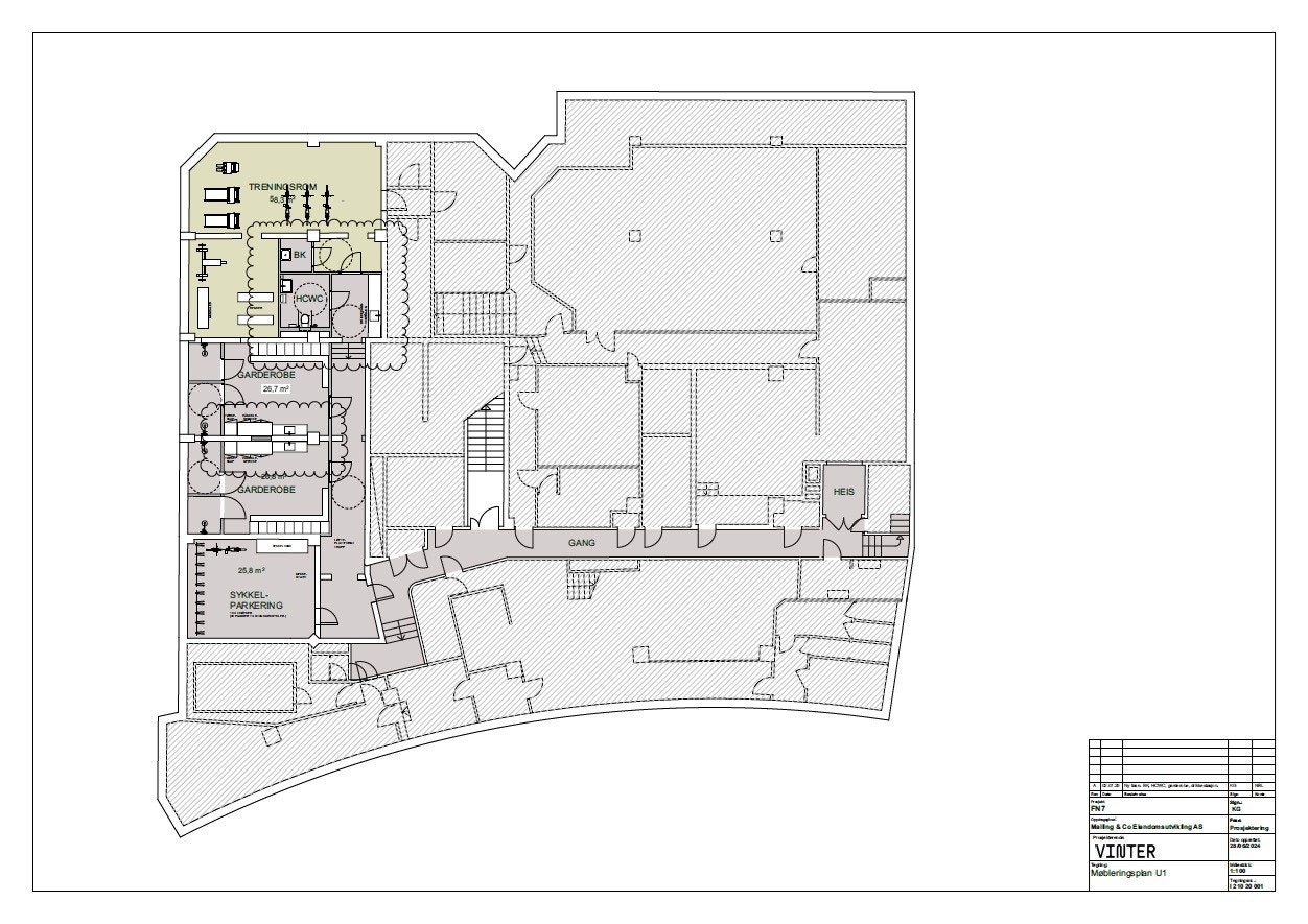 Planløsning kjeller fellesareal Galleribilde