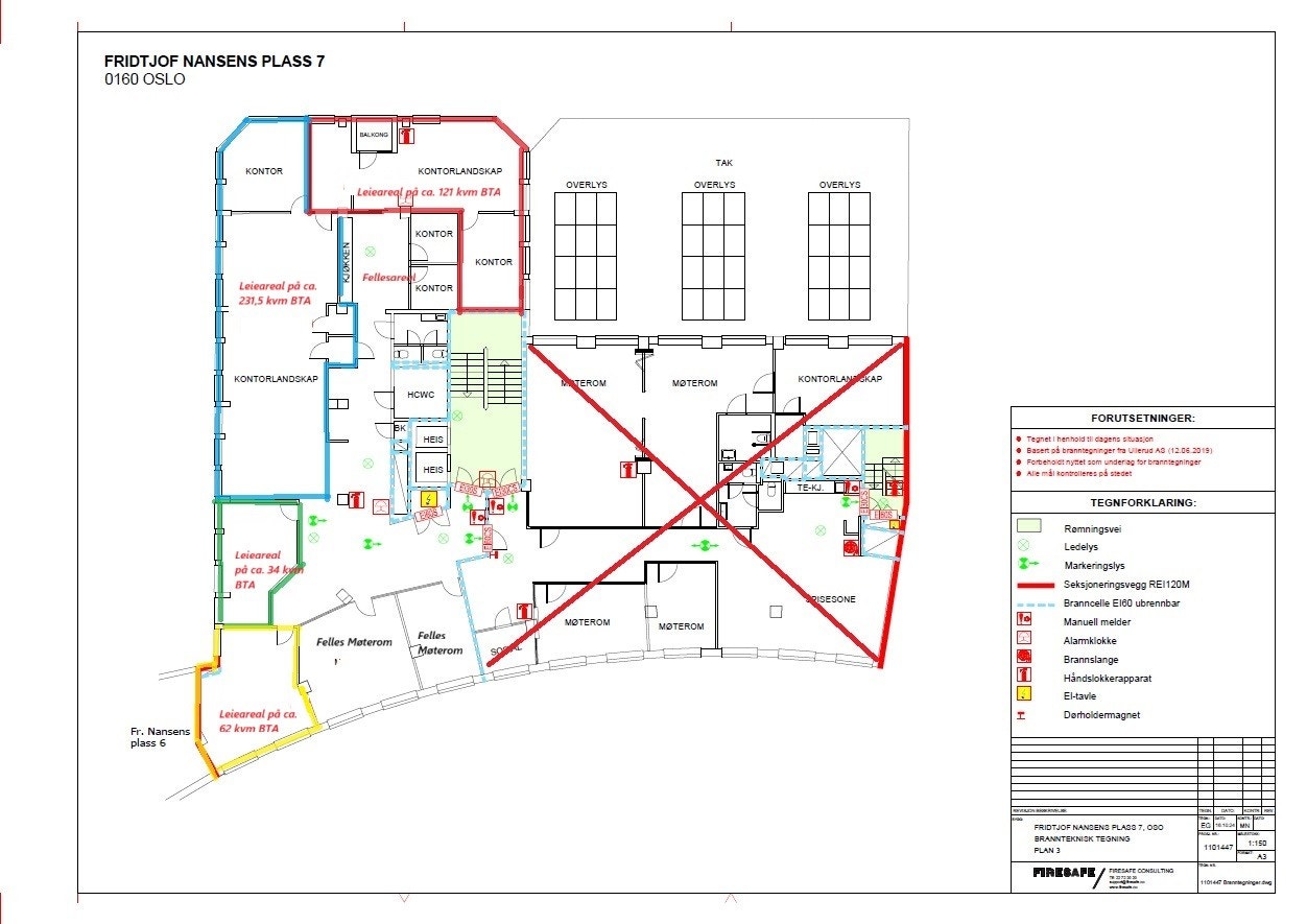 Tegning ved oppdeling til kontorfellesskap Galleribilde