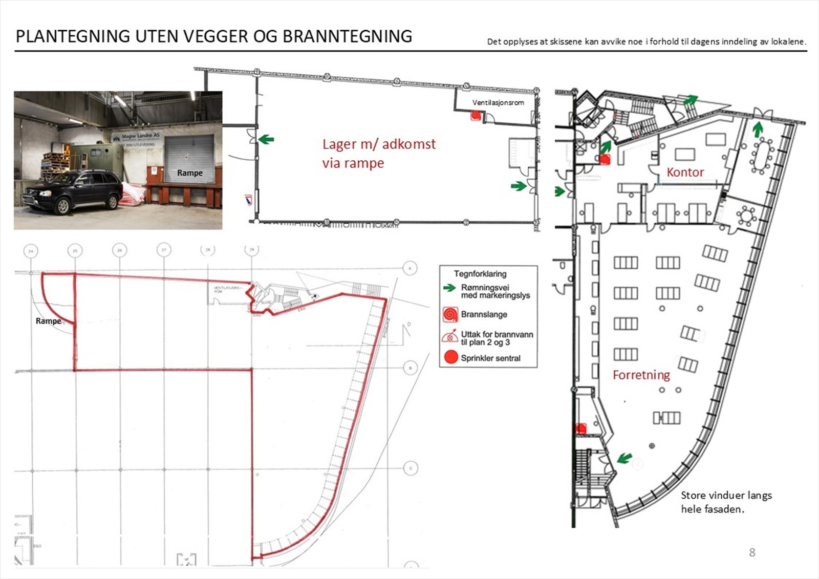 Planskisse / branntegning. Galleribilde
