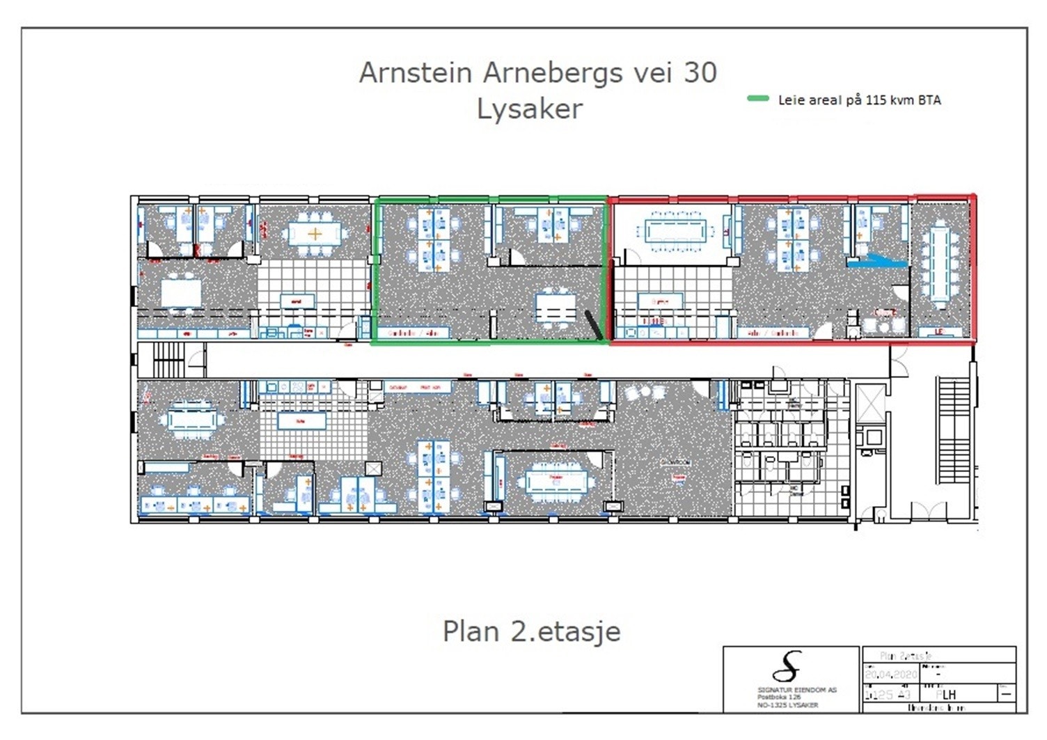 Tegning 2.etg. 115 kvm. Galleribilde