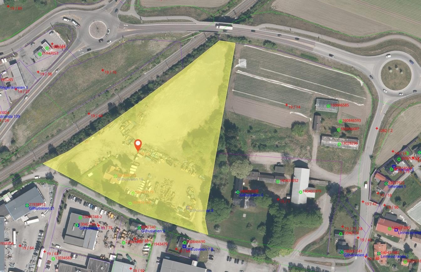 Gilhus med avmerket tomt Galleribilde