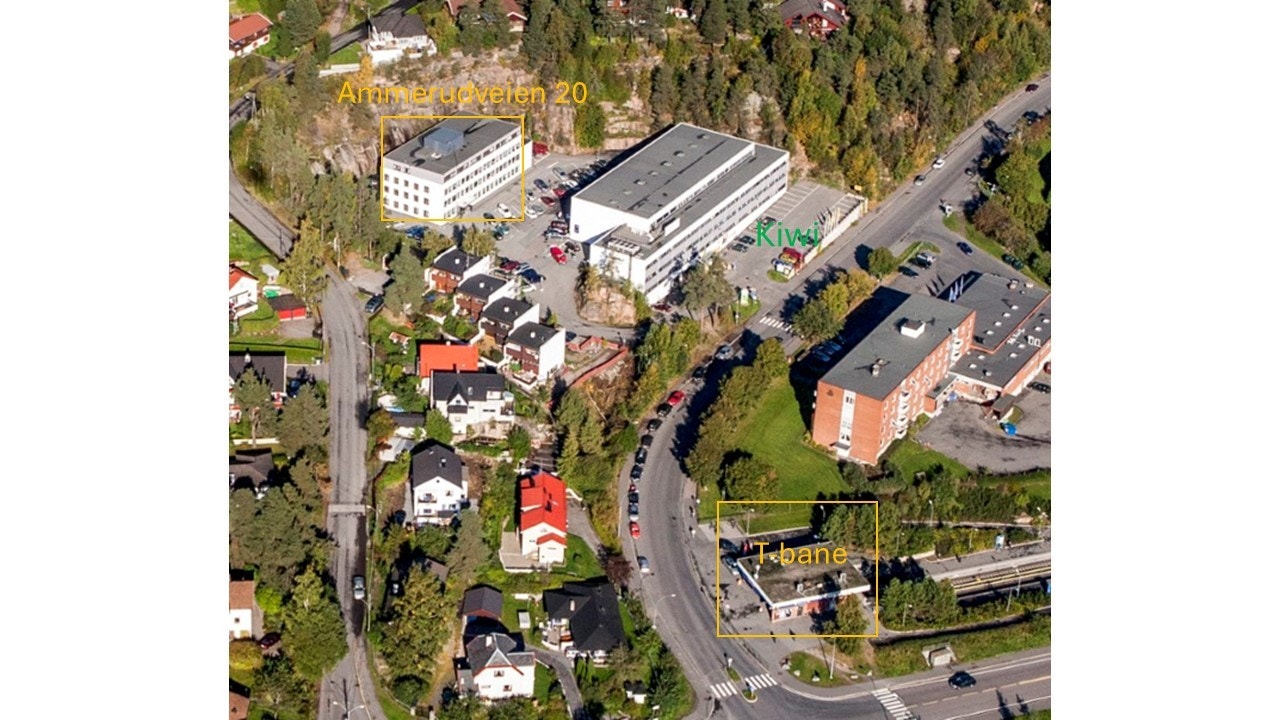 Sentralt beliggende i nærheten av Ammerud Statsjon og Kiwi. Meget gode parkeringsmuligheter på eiendommen. Galleribilde