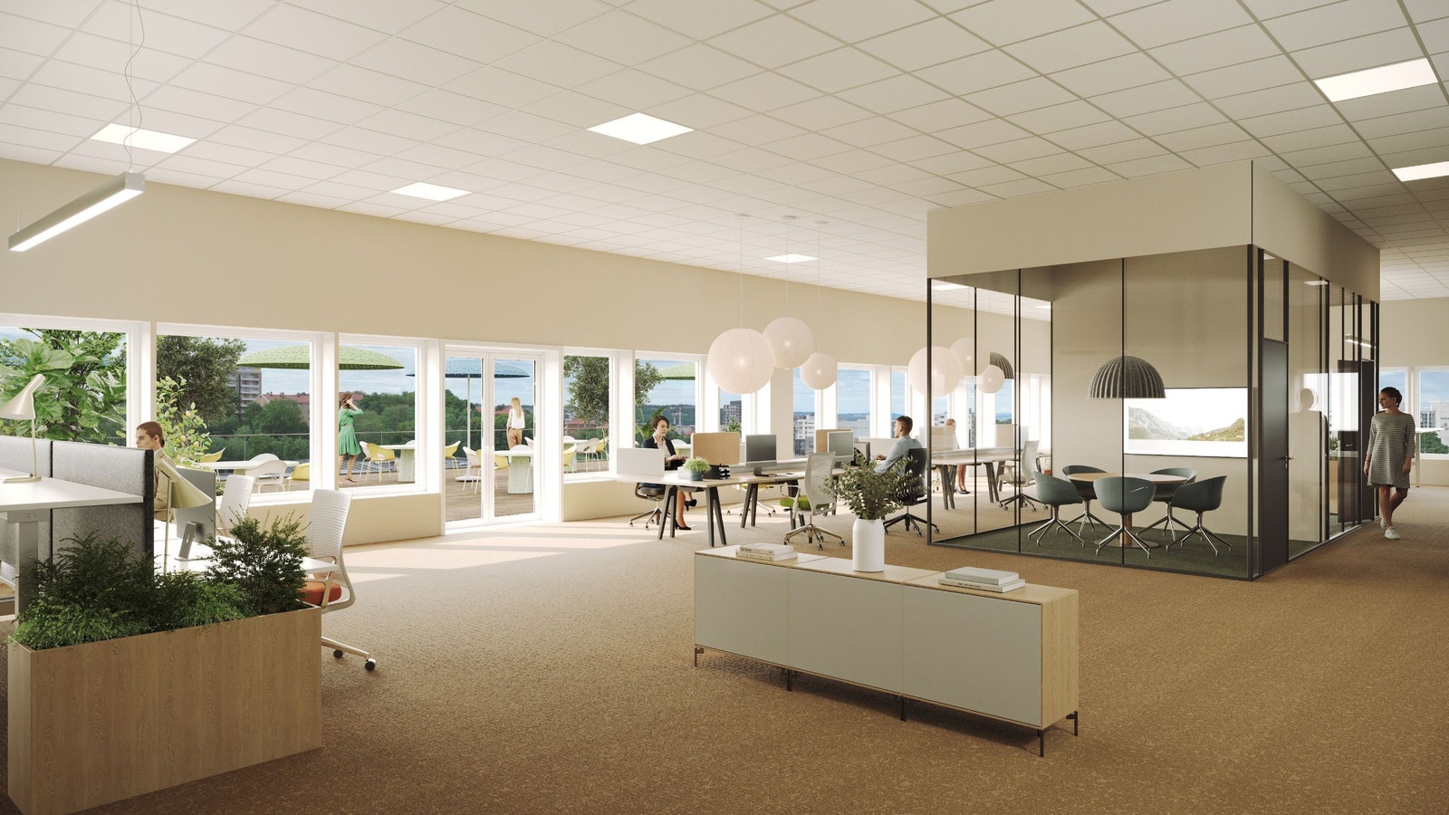 Illustrasjon toppetasje med takterrasse Galleribilde