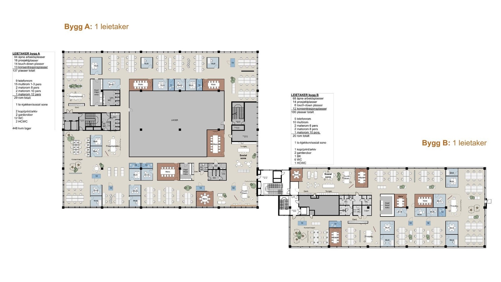 Plan 3 – Bygg A/B (1 leietaker) Galleribilde