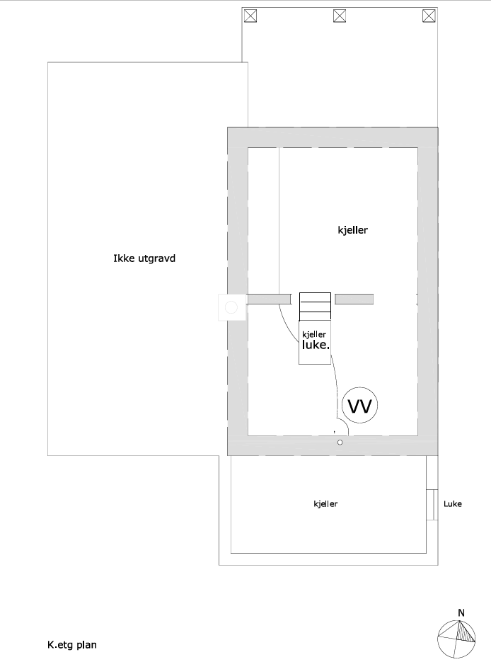 Planskisse kjeller. Galleribilde
