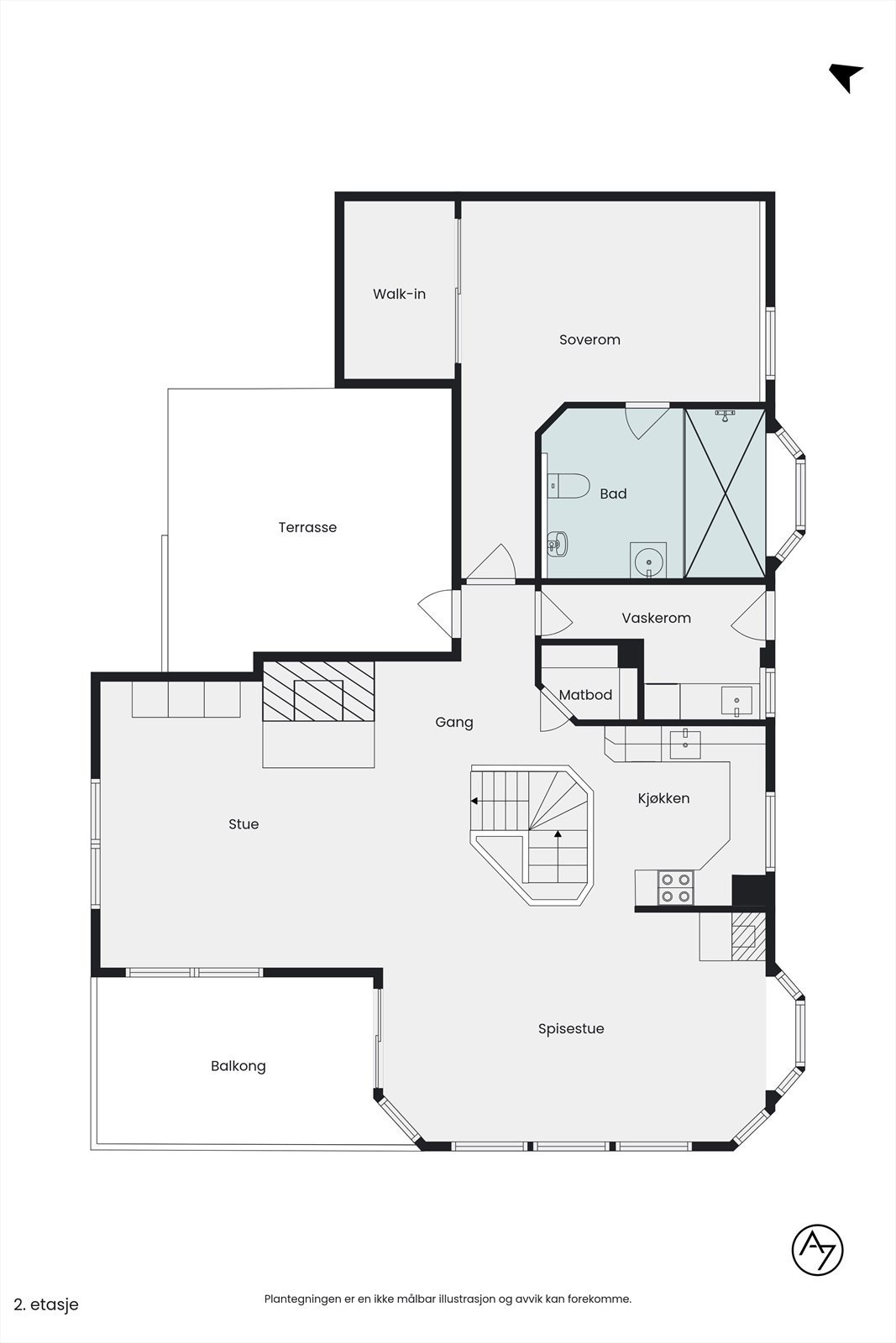 Plantegning - hovedetasje. Galleribilde