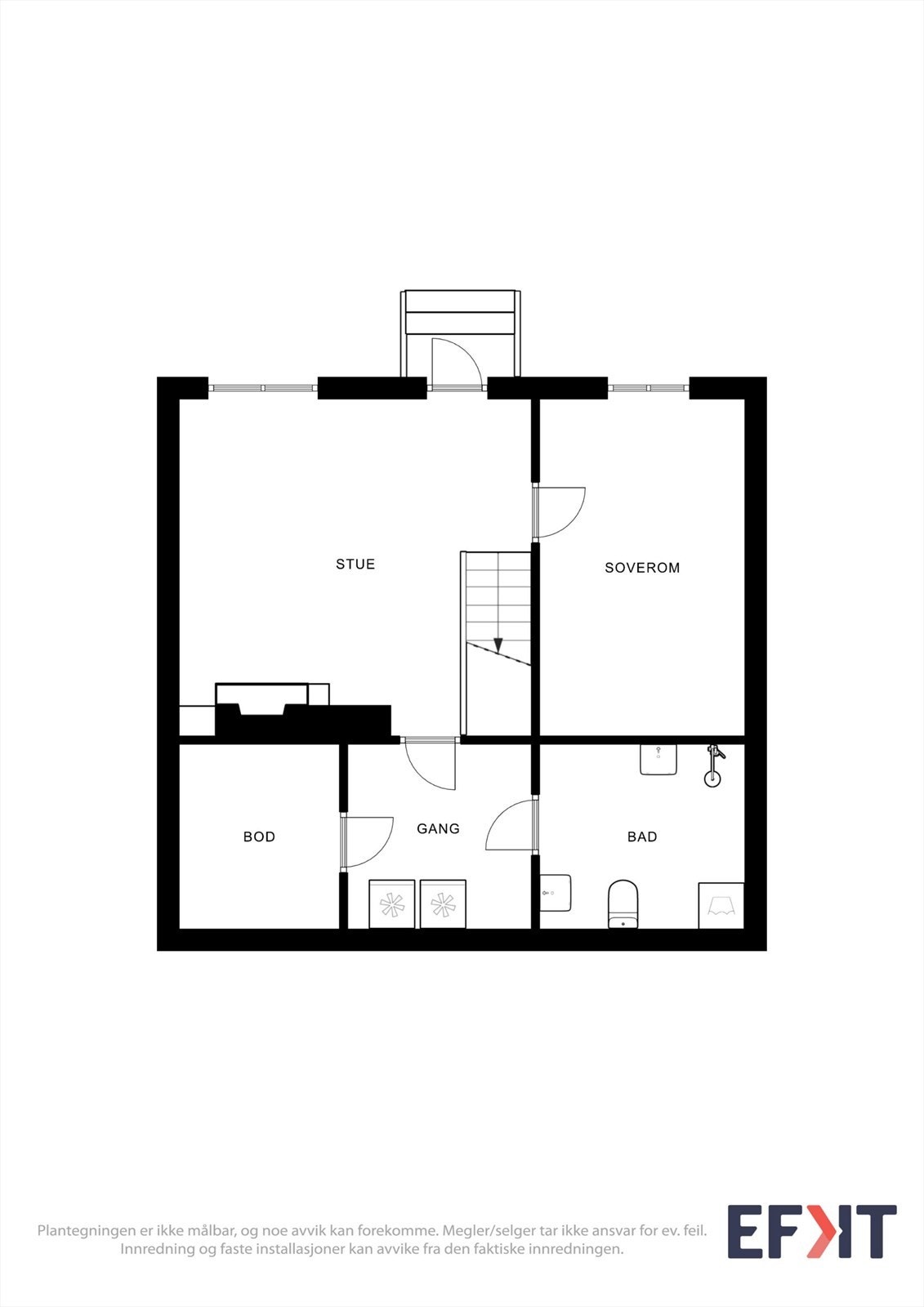 Underetasjen inneholder kjellerstue, soverom, bad og bod. Galleribilde