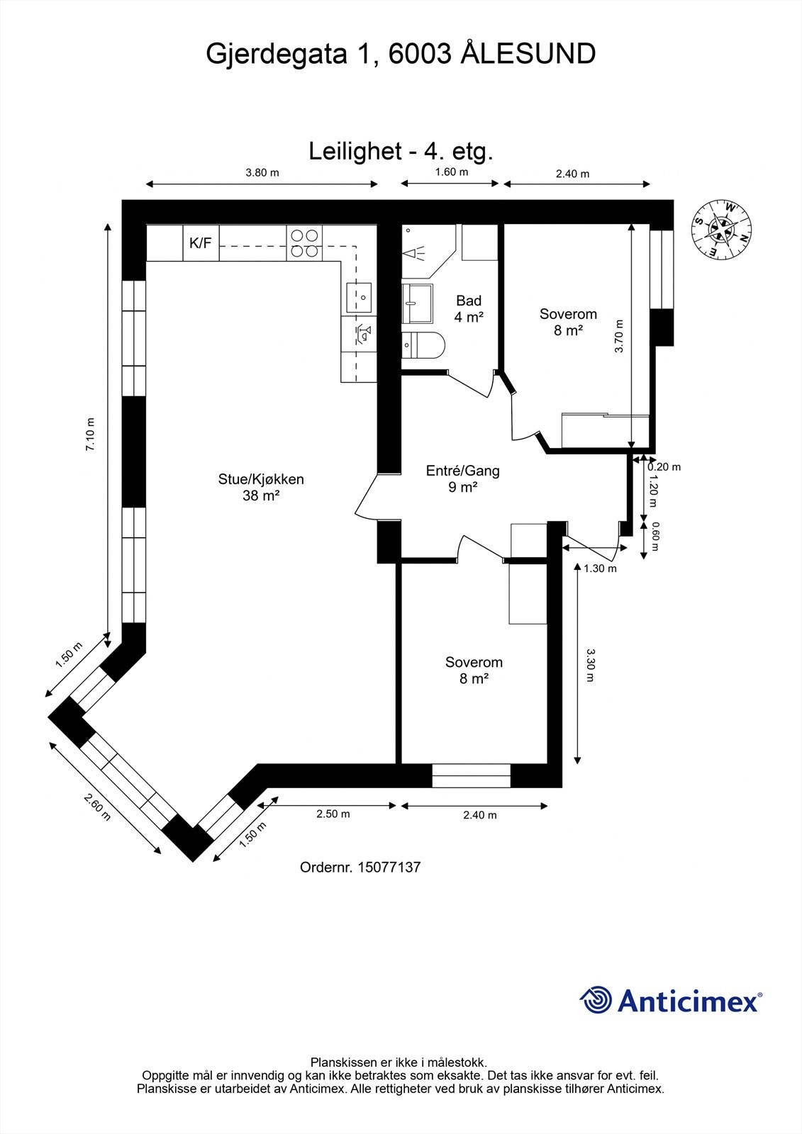 Plantegning 2D - med mål Galleribilde