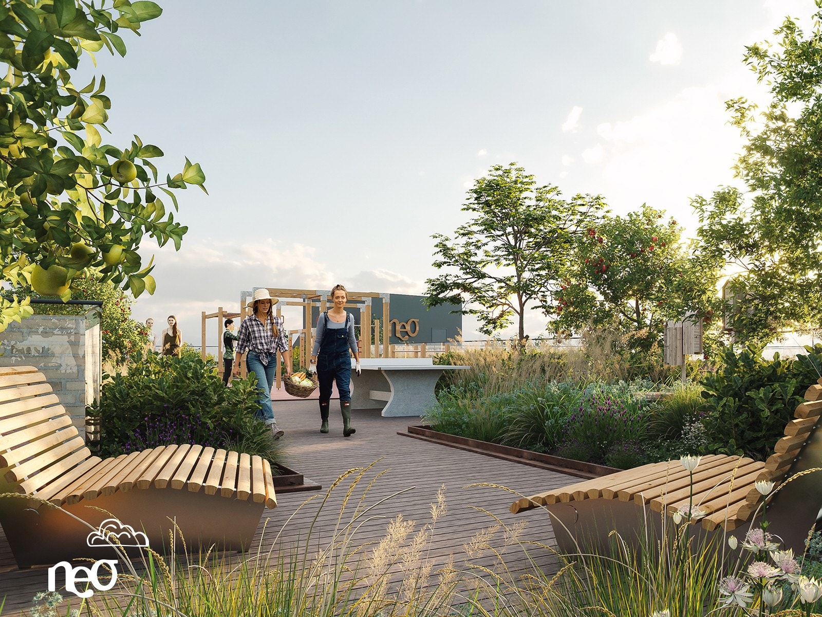 Felles takterrasse med hyggelige soner Galleribilde