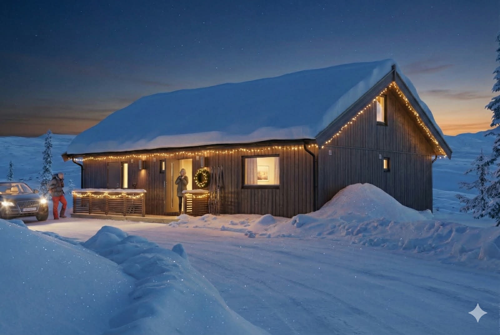 Hyttemodellen Solheim fra Saltdalshytta er priset inn i dette prosjektet . Her pyntet til jul for anledningen :) Galleribilde