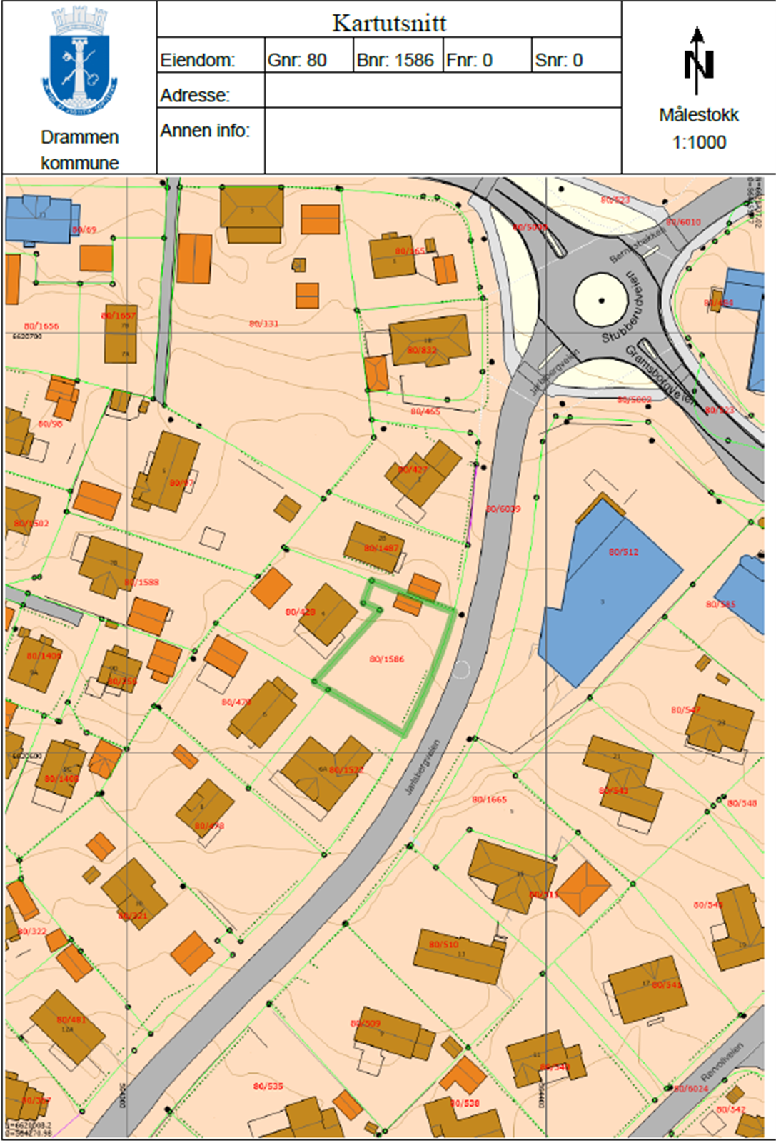 Jarlsbergveien - Kartutsnitt Galleribilde