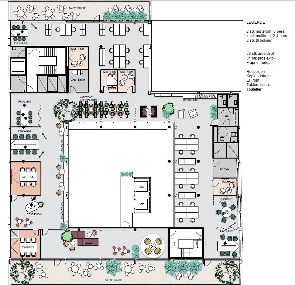 7. etg. 799 kvm brutto. Forslag til planløsning. Galleribilde