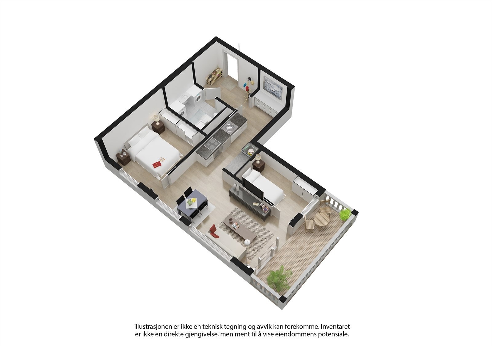 Se nyttige lenker: Illustrasjon av solforhold/utsikt, samt info interiør. Det er satt av plass til garderobe på soverom. Galleribilde