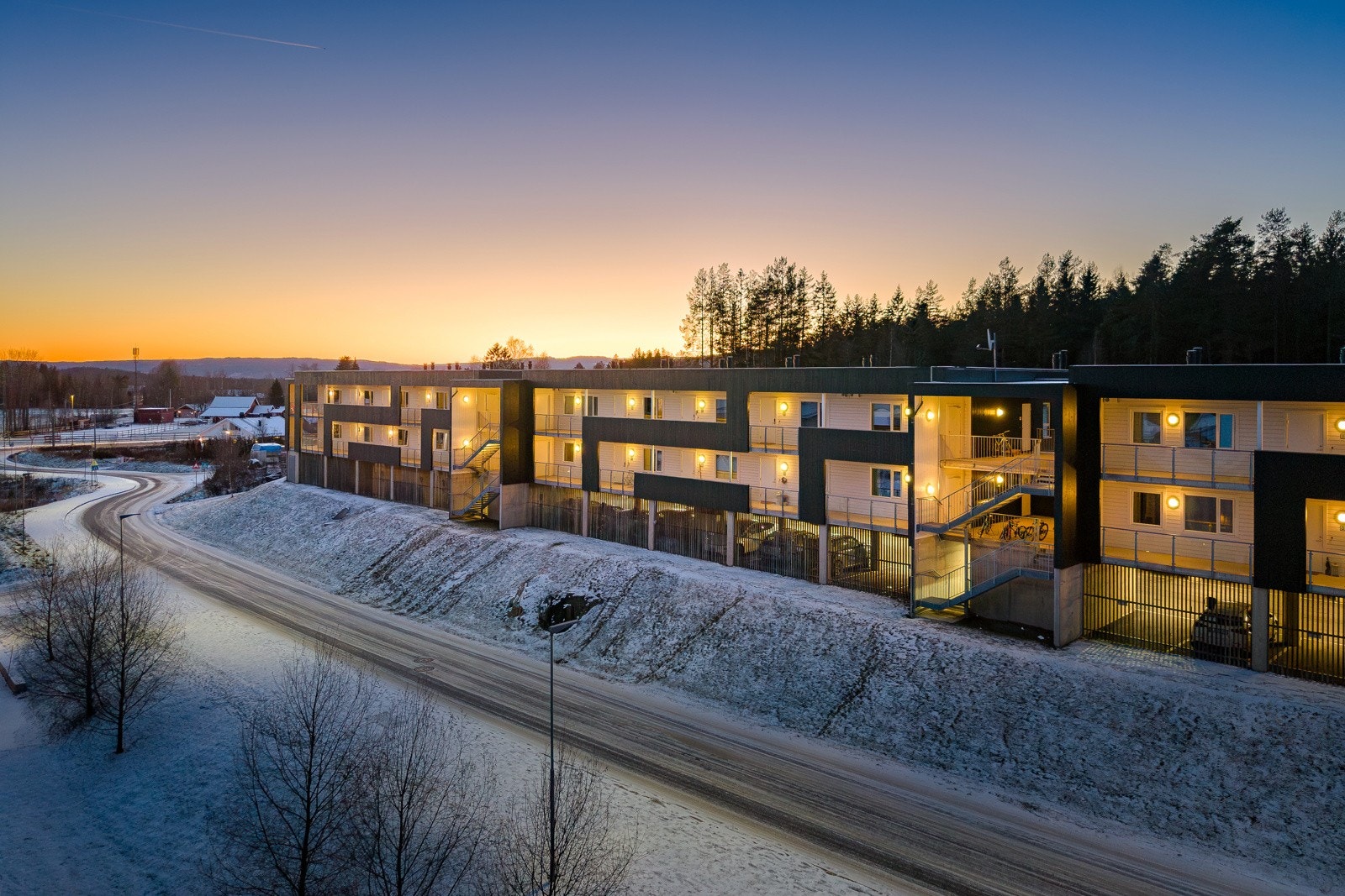 Dronebilde over nærområdet. Galleribilde