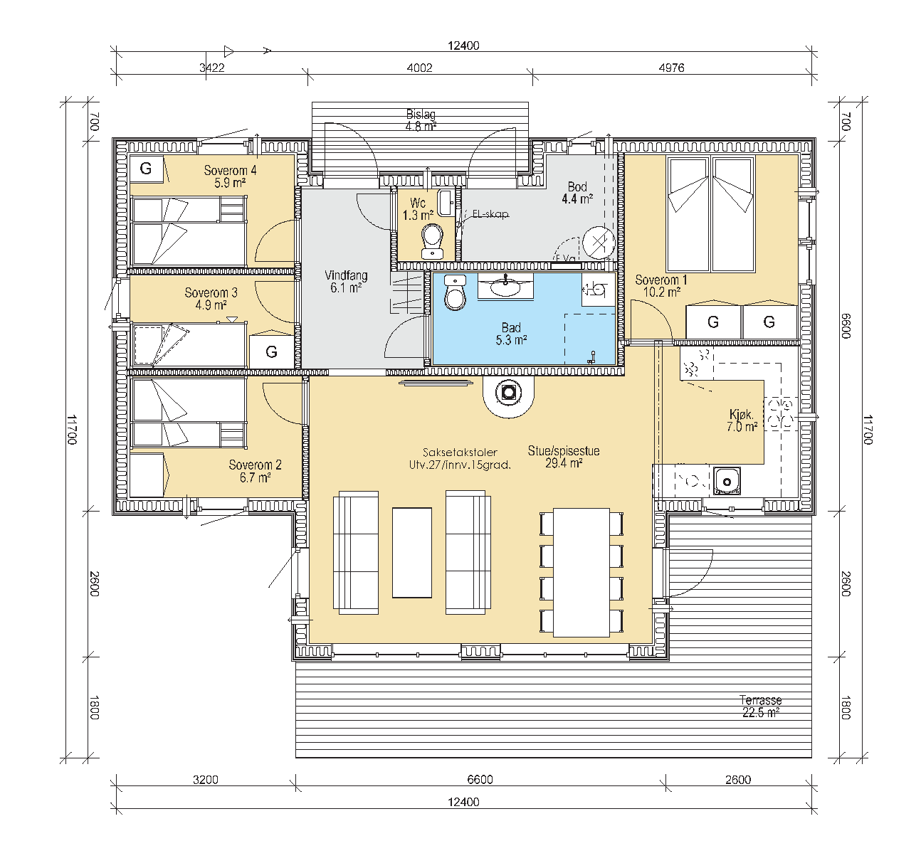 Romlig hytte med hele 4 soverom Galleribilde