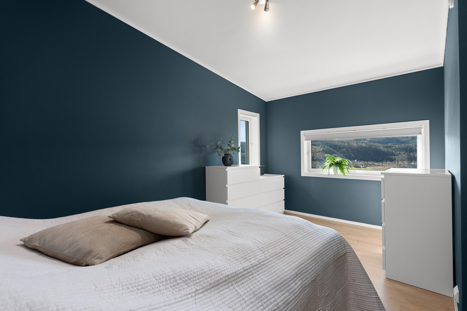 Hovedsoverom med ekstra takhøyde og flott utsikt uten innsyn Galleribilde