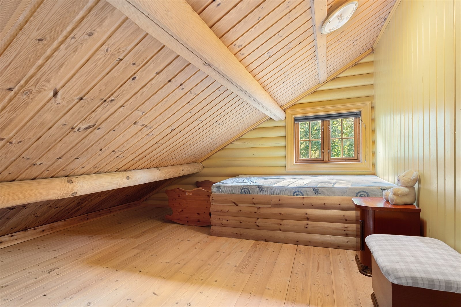 De andre soverommene er i 2.etasje, har skråtak men kan allikevel innredes med seng, garderobe og skrivepult. Galleribilde