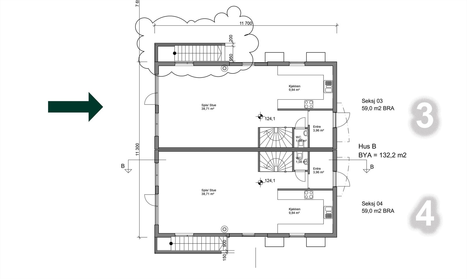 Plantegning 1. etasje. Galleribilde