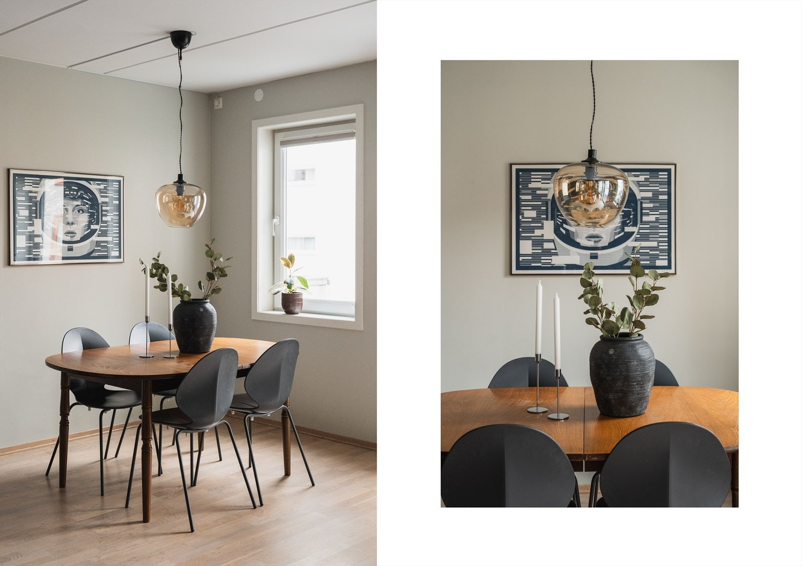 Naturlig plass til stort spisebord i tilknytning til kjøkkenkroken Galleribilde