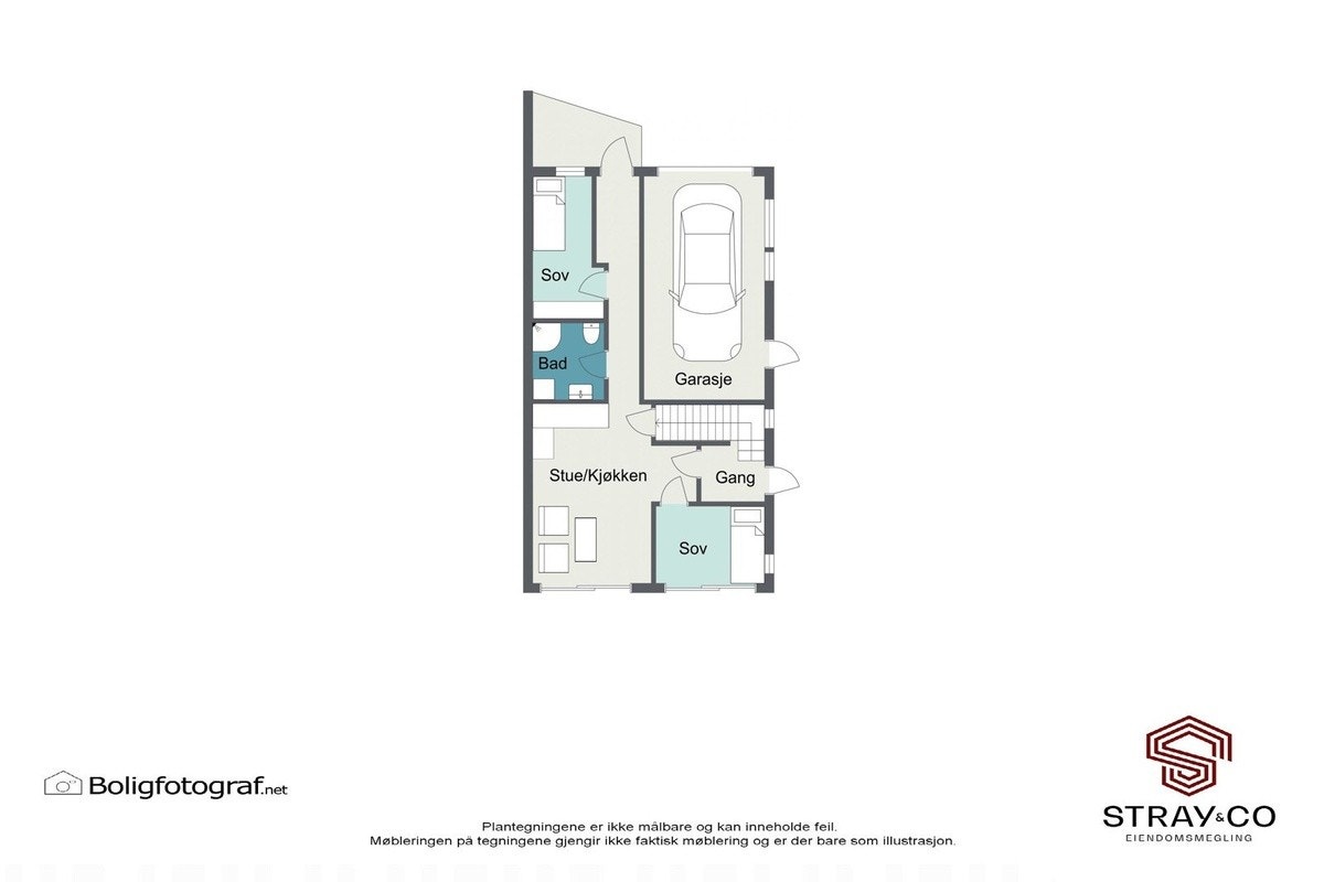 Plantegning (garasjeplass medfølger ikke, men er egen parkeringsplass på utsiden til hybelen) Galleribilde