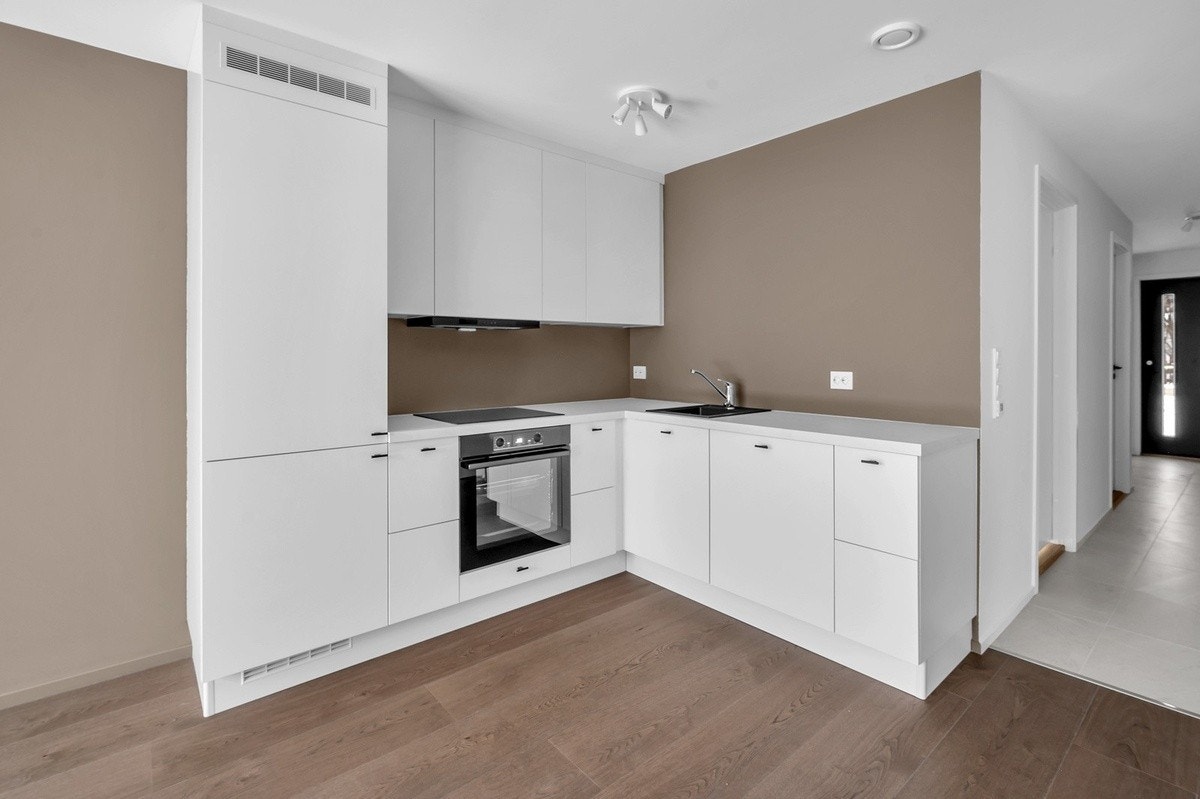 Innholdsrikt kjøkken med integrerte hvitevarer Galleribilde