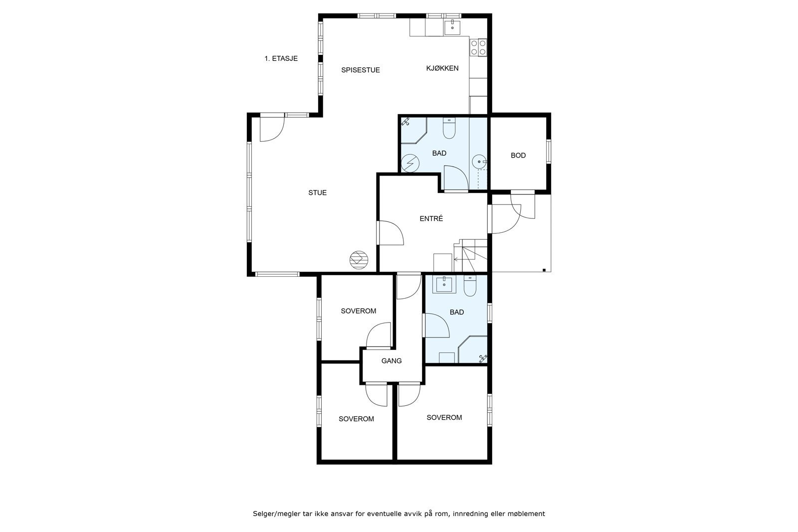Plantegning 1. etasje Galleribilde