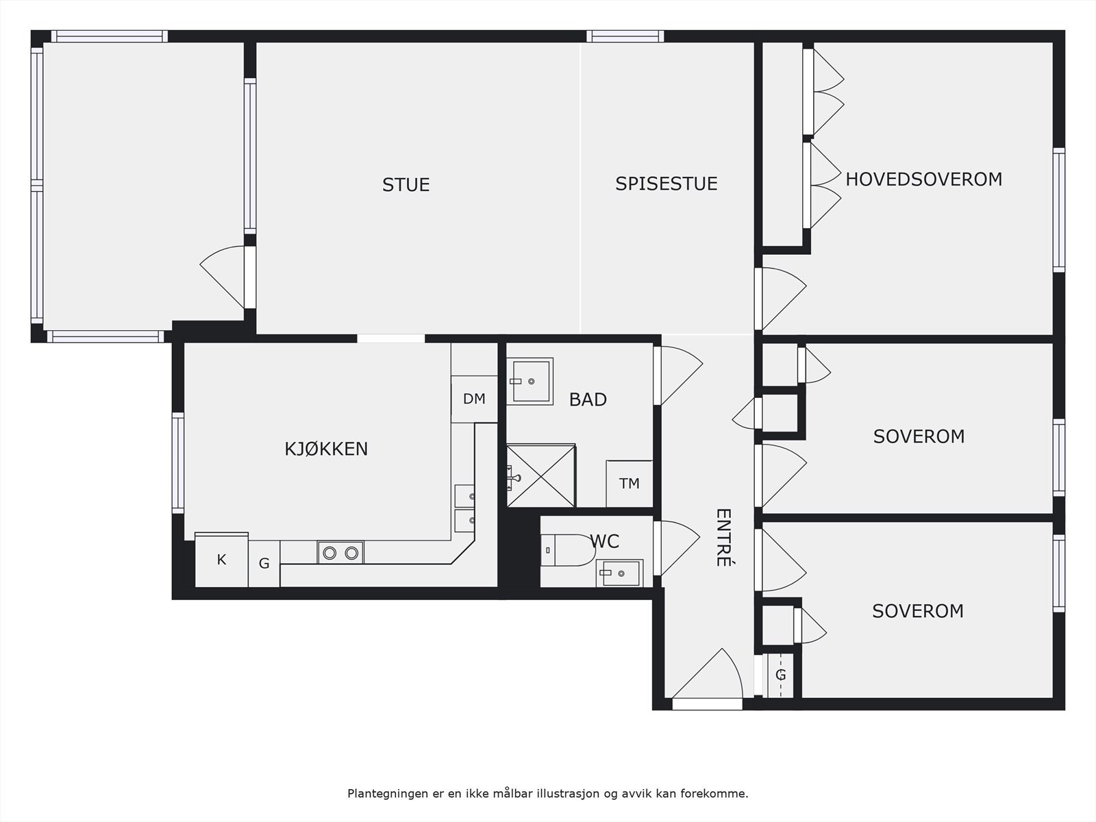 Plantegning 3. etasje. I tillegg disponerer leiligheten en kjellerbod. Galleribilde