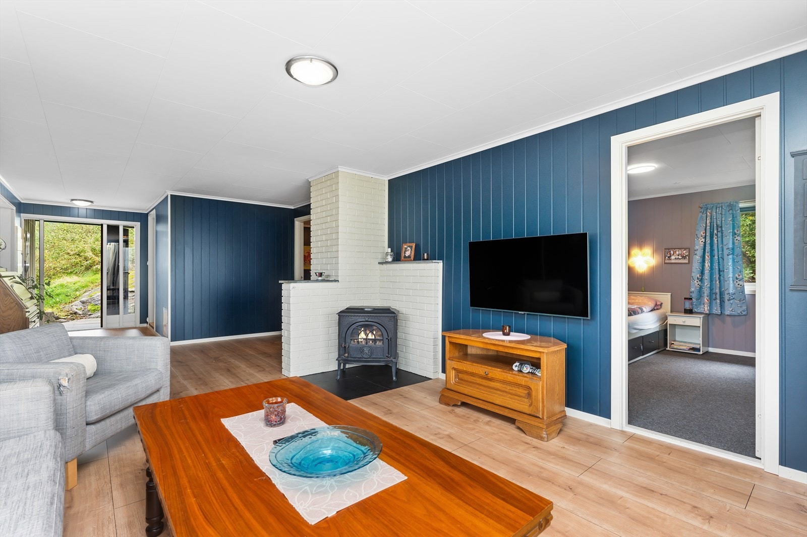 Stue med vedfyring Galleribilde