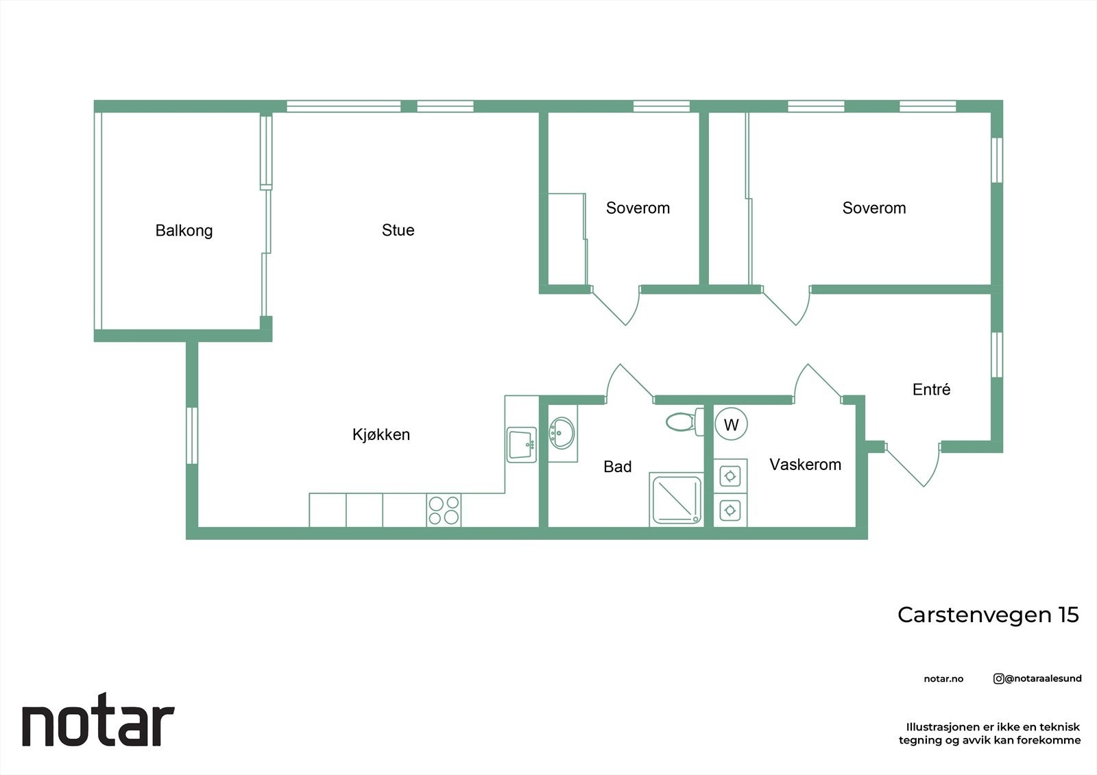 Planskisse av leiligheten Galleribilde