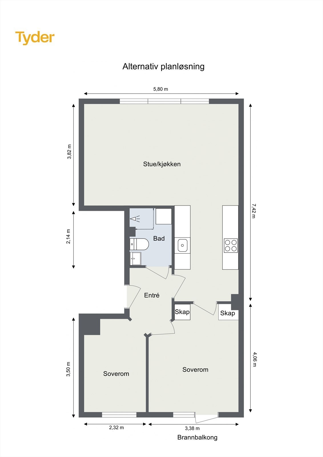 Alternativ planløsning. Galleribilde