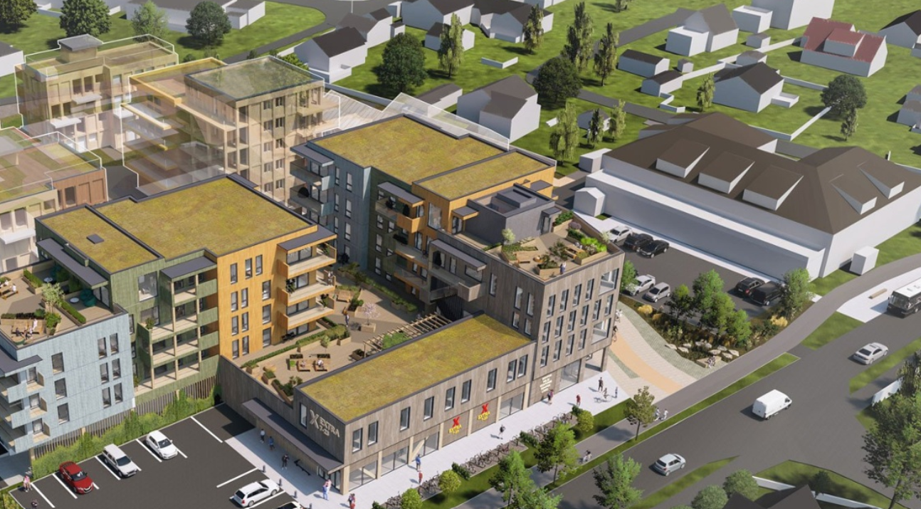 (Illustrasjon) Nye Tolvsrød Torg av Folksom Galleribilde