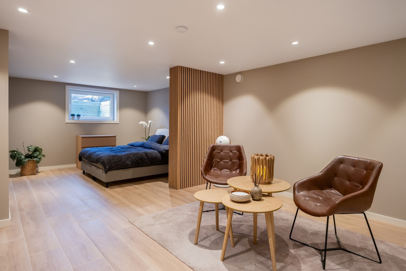 Kjellerstua er på 24,5 kvm. og kan brukes som kombinert soverom/stue. Galleribilde