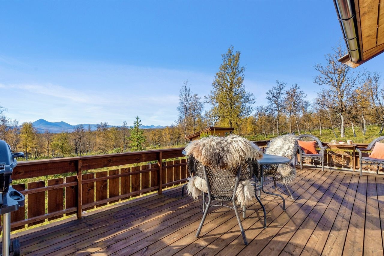 Her er det rikelig med plass for både sittegruppe og grill, med gode solforhold. Galleribilde