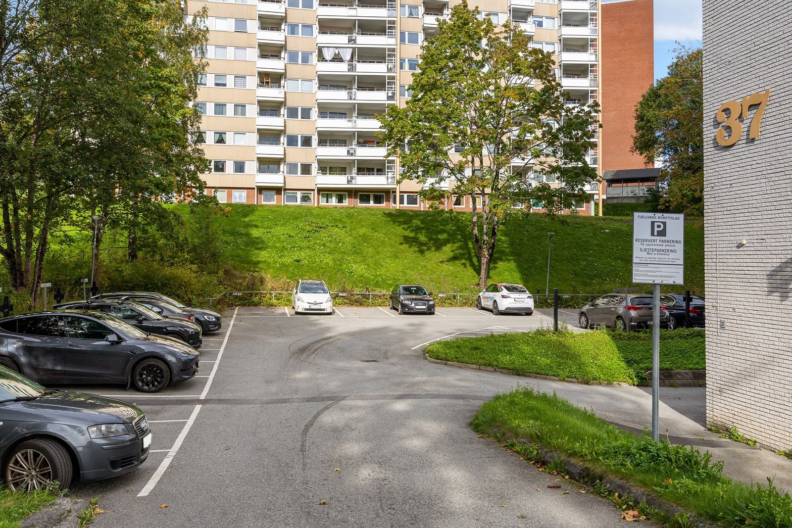 Parkeringsplasser kan leies av borettslaget etter ansiennitet. Galleribilde