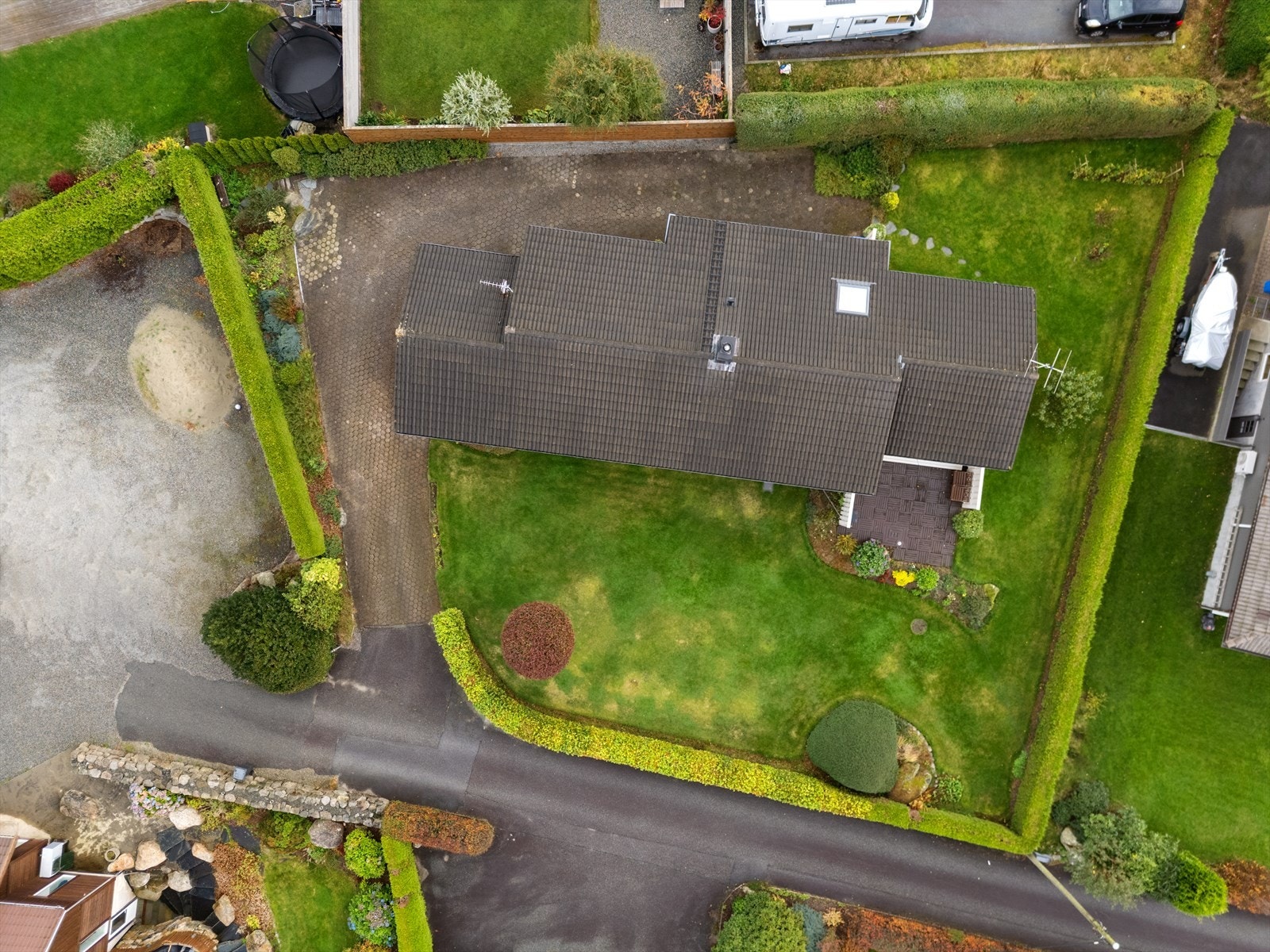 Eiendommen sett fra fugleperspektiv. Galleribilde