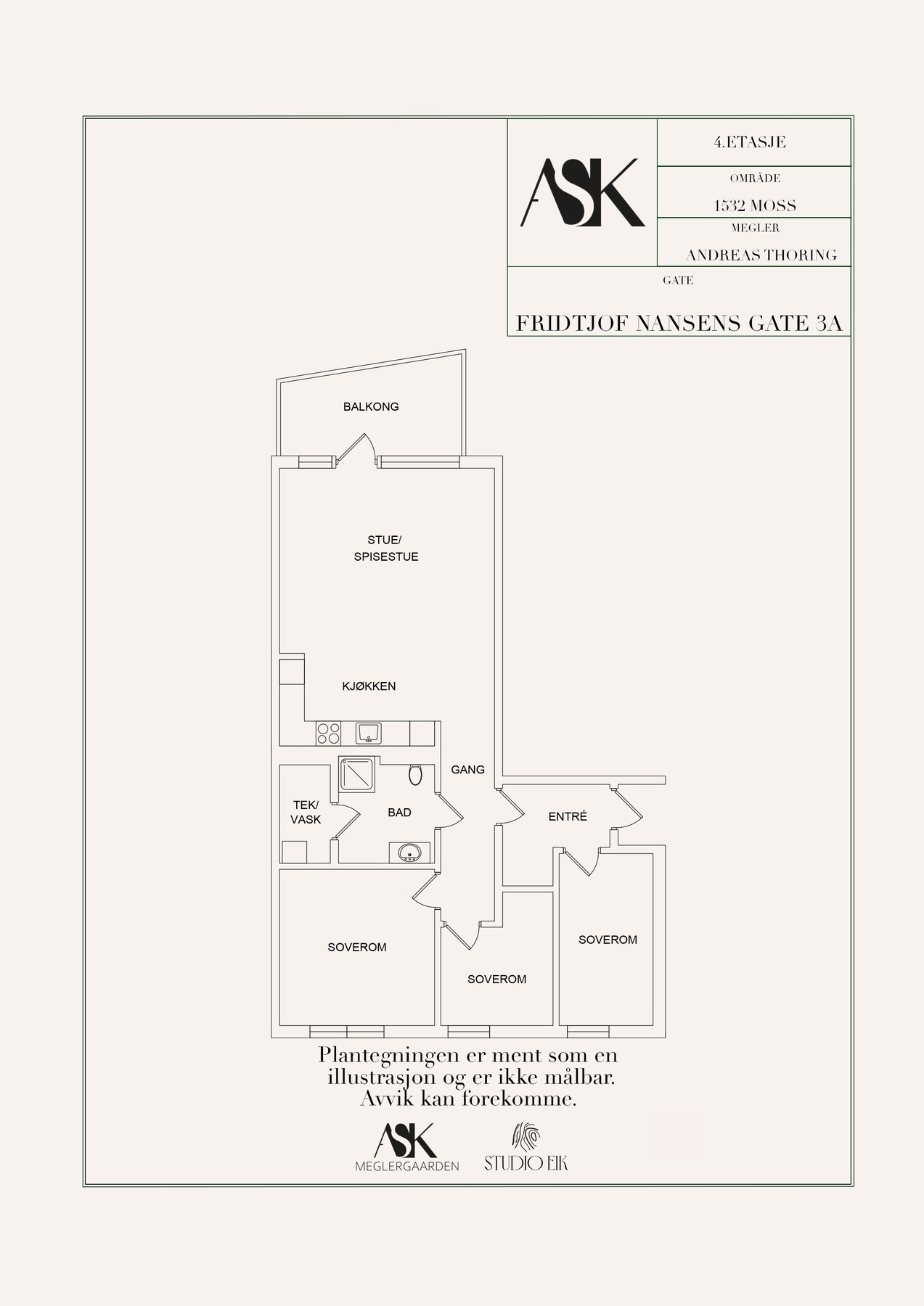 Planskisse - den aktuelle leiligheten ligger i øverste etasje Galleribilde