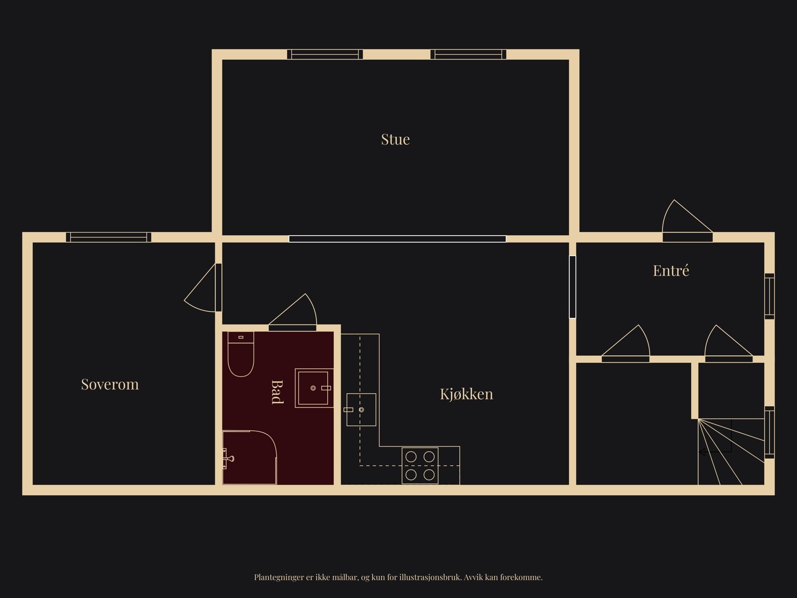 Plantegning hybel. Galleribilde