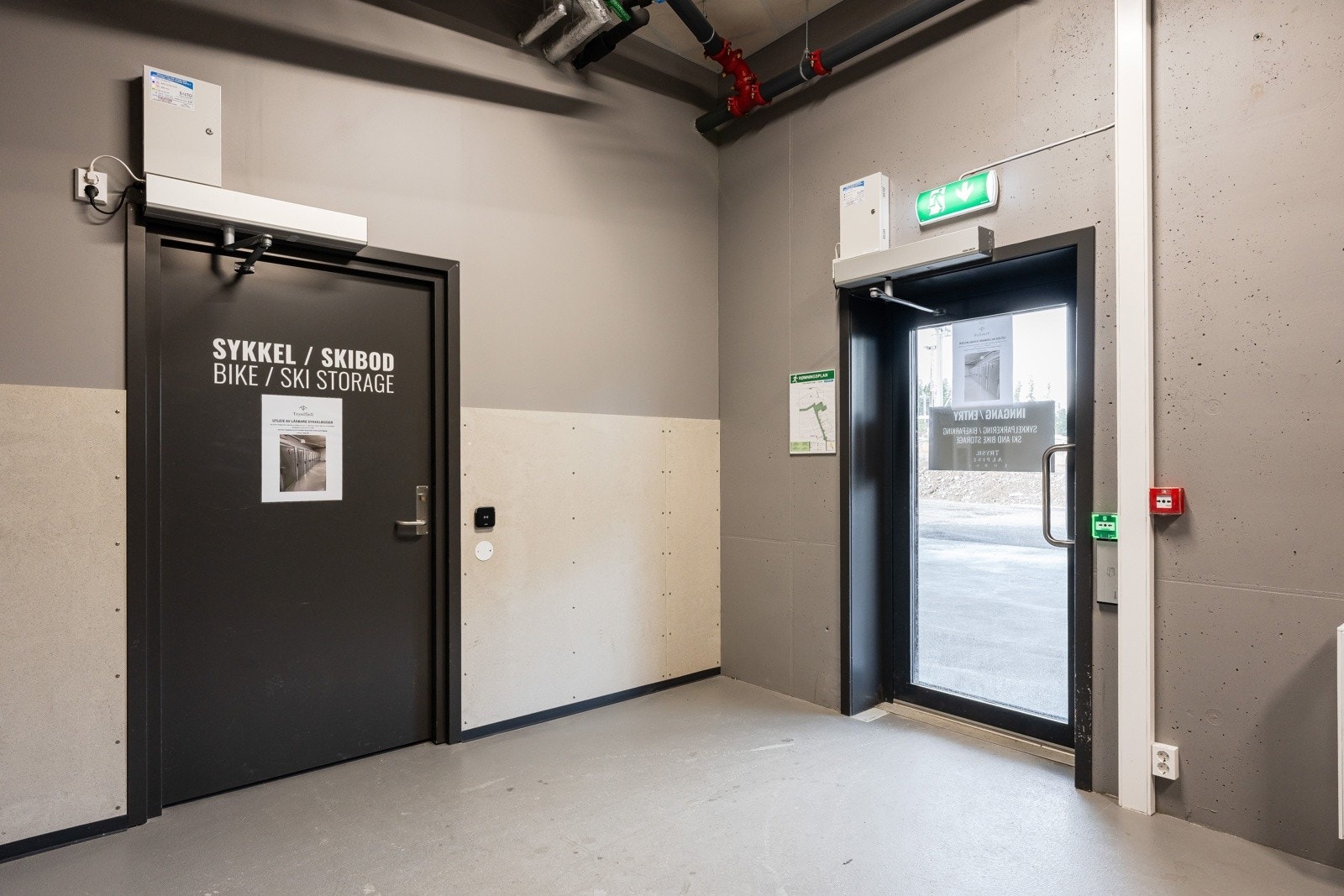 Bygget har også enkel adkomst med sykkel på sommerstid slik at du kan vaske og låse denne fast før du entrer leiligheten Galleribilde