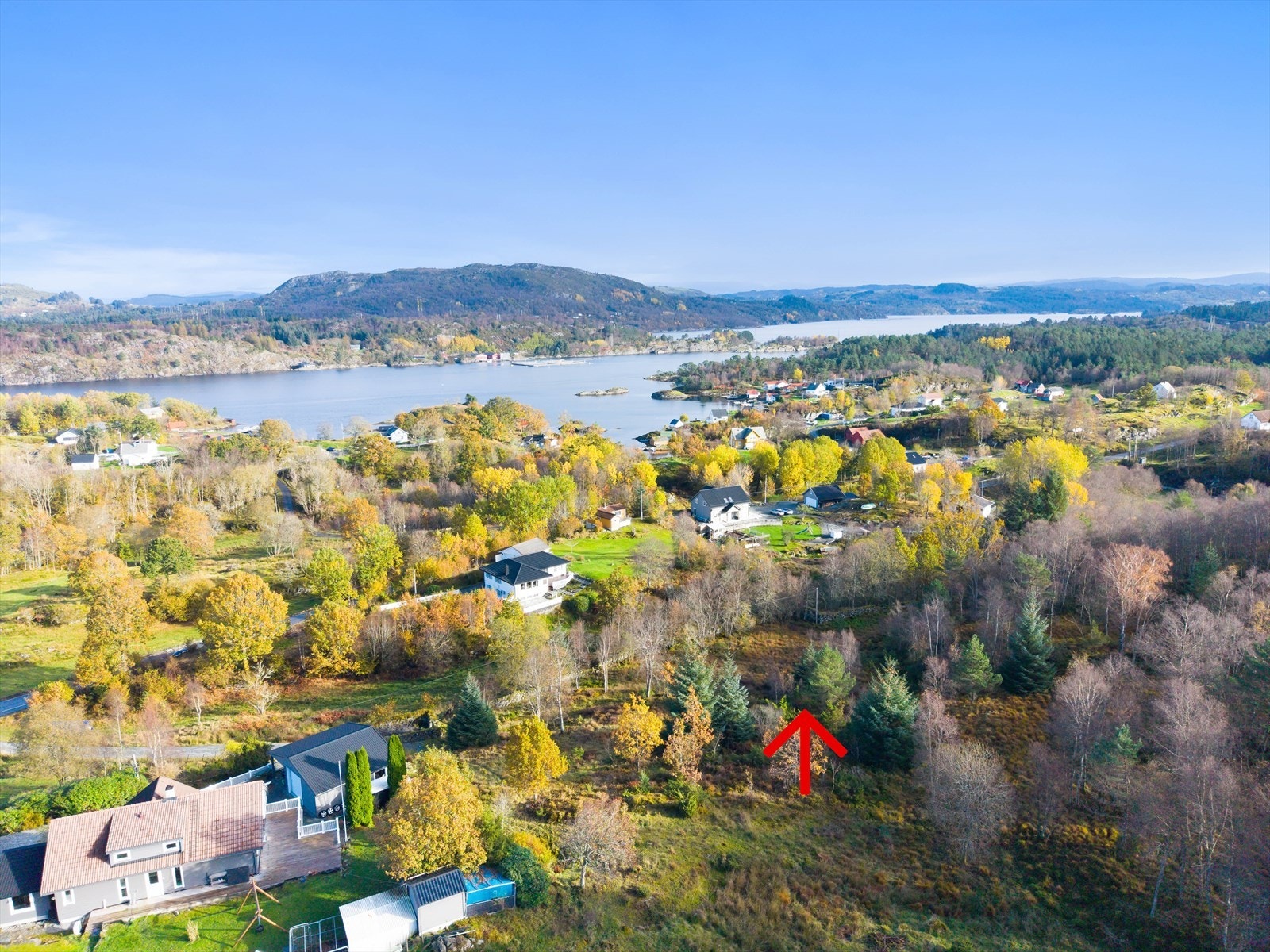 Tomten ligger nær hovedvei og sjøliv ved Naustvika Galleribilde