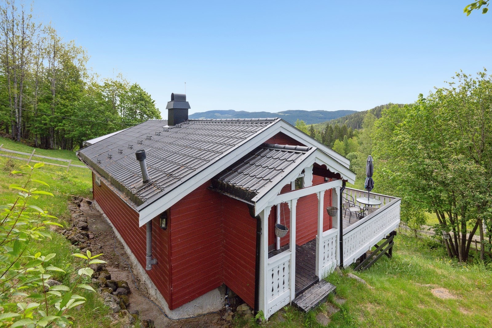 Det er brønnvann ført frem til utsiden av fritidsboligen, med helårsvann med varmekabler. Galleribilde