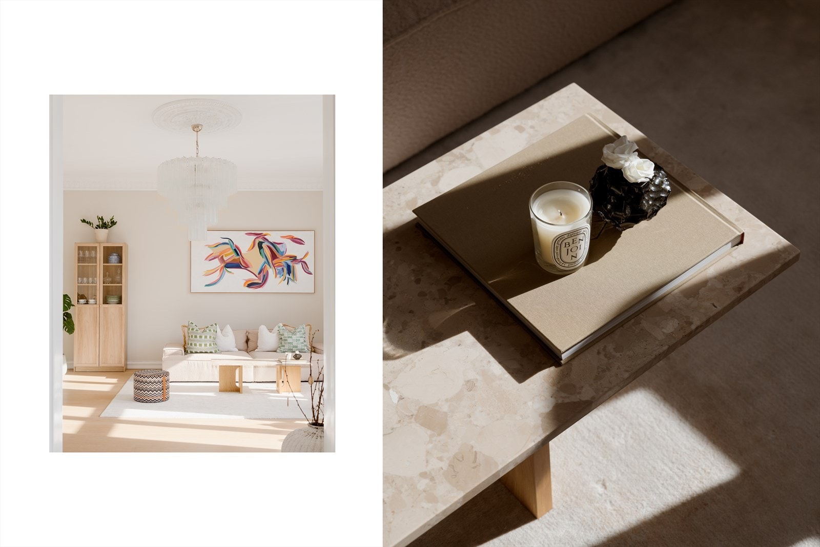 Det er varmefolie i gulvet i stue og kjøkken. Galleribilde