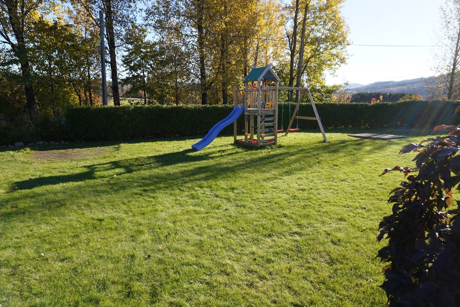 Hagen er flott omkranset med hekk og diverse beplantning (selgers private bilde) Galleribilde